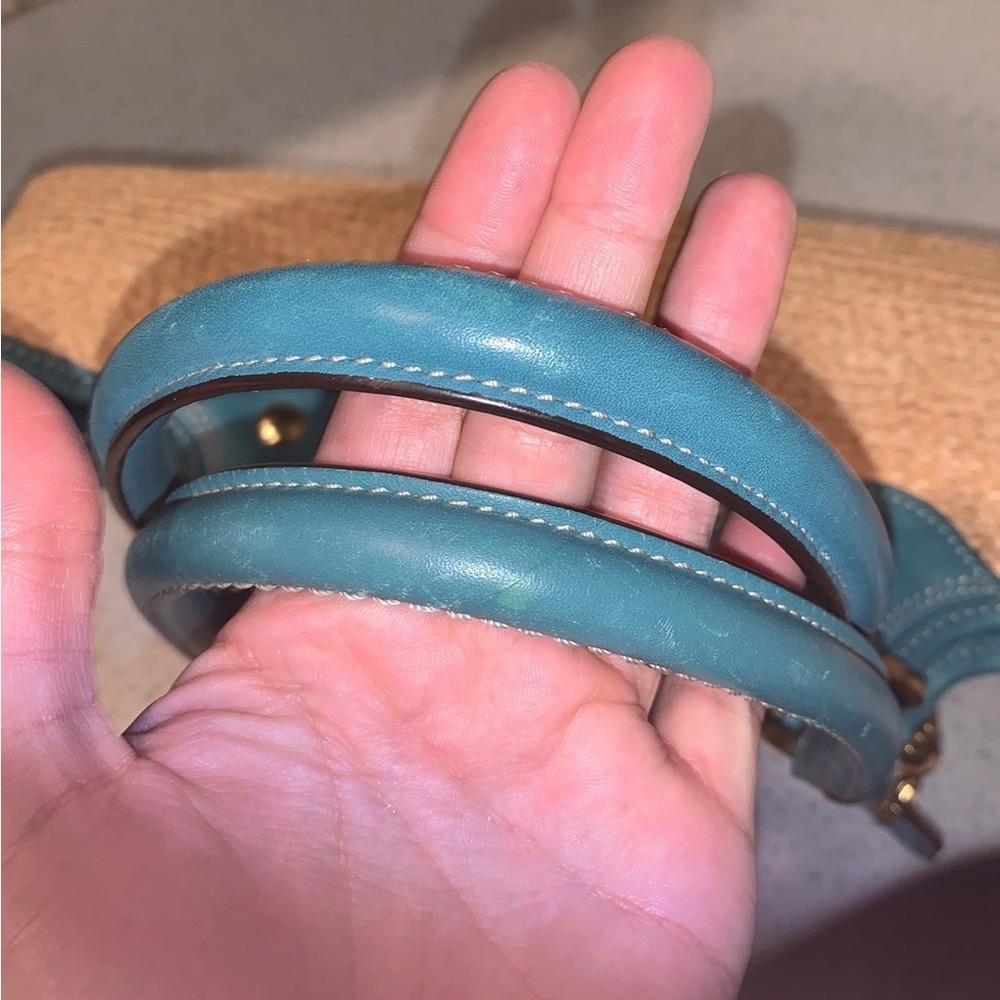 Teal accent beachy straw coach purse BH - Picture 7 of 7